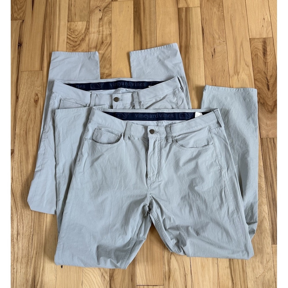 Vineyard Vines Performance Pants Men's 34x32 Gray Stretch Golf Casual Lot (x2)